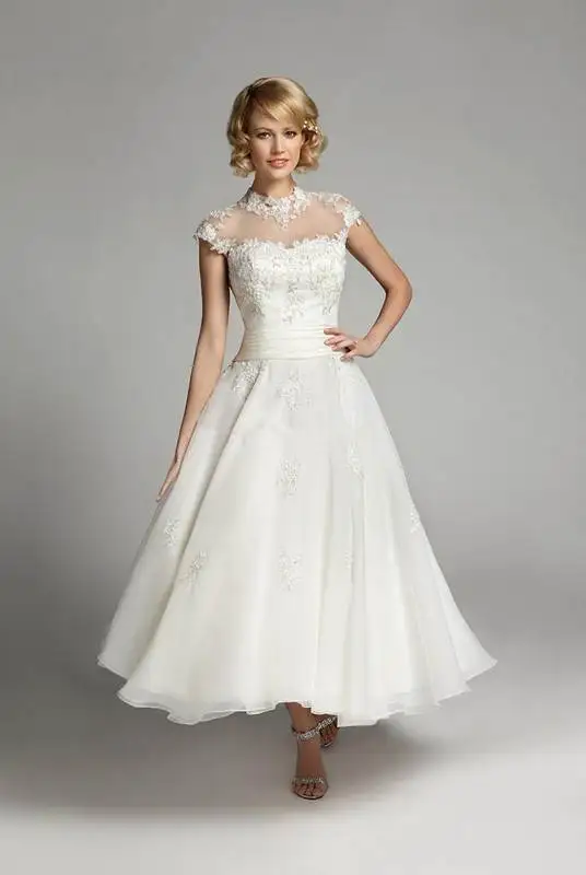 Ivory Tea Length Wedding Dress - Ocodea.com