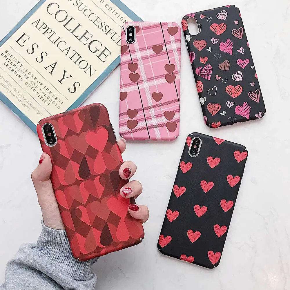 KISSCASE Cute Love Heart Luminous Case For iPhone X XS Max XR Hard PC Couple Fundas 7 8 6 6S/7 Plus Cover #4 |