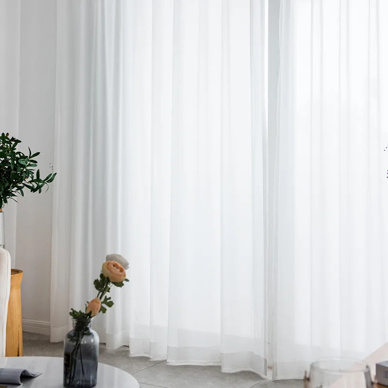 

Modern High Precision Tulle Curtains for Living Room Chiffon White Sheer Simple Soft Silk Curtain Window Screens Balcony Yarn
