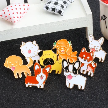 

1 Set Fashion Creative Cartoon Cute Dog Enamel Pins Brooch 8 Style For Women Men jackets Shirt Metal badge jewelry Accessories