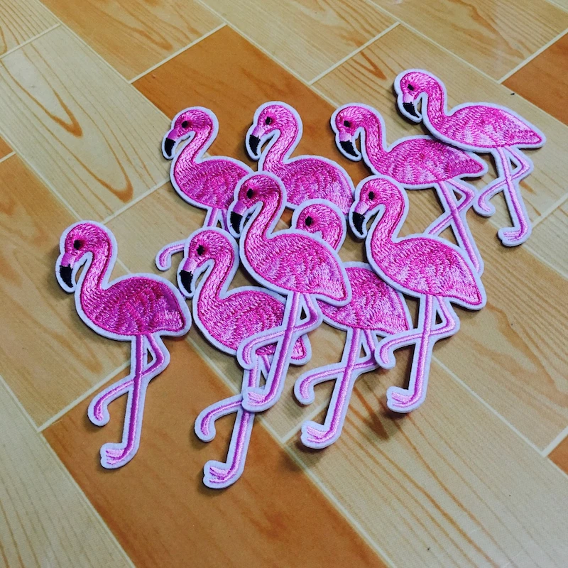 10 шт. розовая Птица Фламинго животное Железо на патч вышитая аппликация шитье патч наклейки для одежды аппликация для одежды ручная работа аксессуары