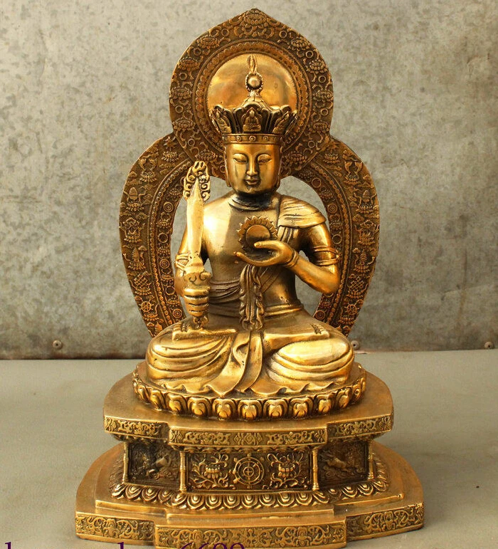 Chinese Buddhism Bronze Gild Plinth Tang Seng Monk Ksitigarbha Buddha ...
