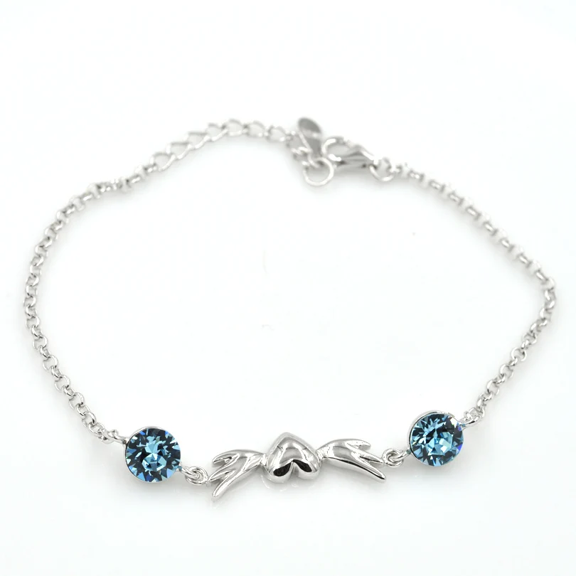 2017 New Solid 925 Sterling Silver Charm Bracelet Angel Wing Heart