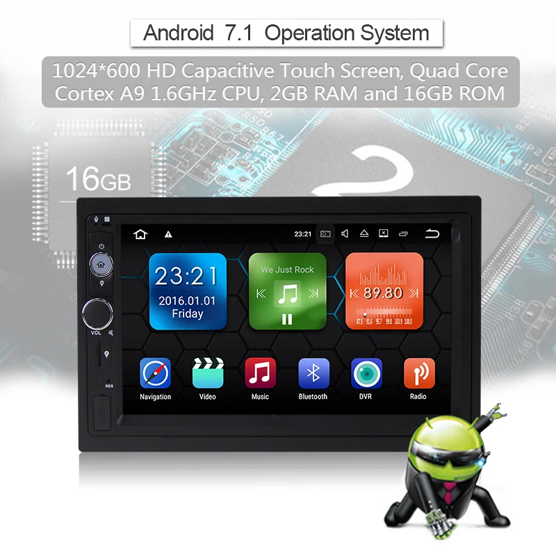 Excellent Android 7.1.2 System Double Din Universal Car Multimedia Player 0