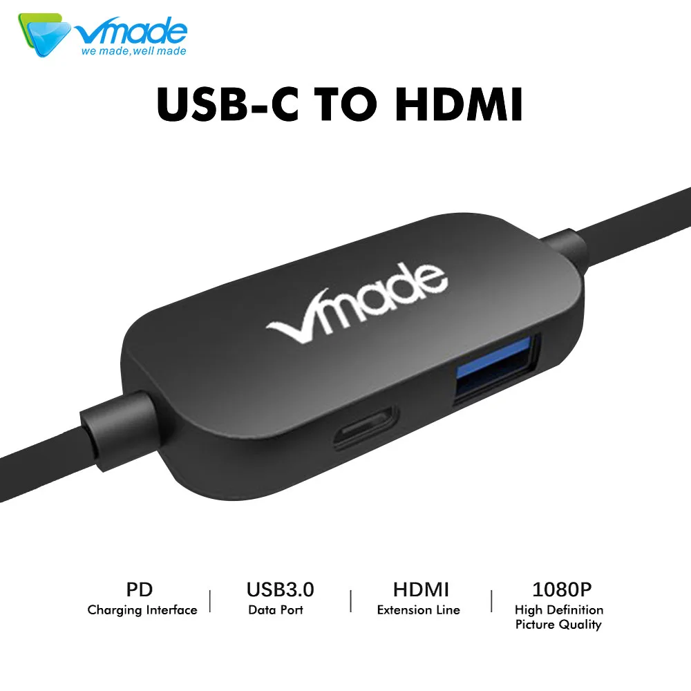 

Vmade Type-C USB-C HUB to HDMI Converter Dex Mode for MacBook 2016/Huawei/Samsung S8 Type-C USB-C 3.0 to HDMI 1080p Mini Adapter