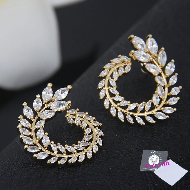 Cheap Women Stud Earrings AAA Clear Color Cubic Zirconia Stone Flower Earring Factory Price