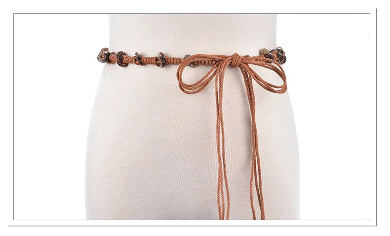 Чешского плетение с поясом в виде веревки для Для женщин Бохо ручной работы личности бисер леди Креативный дизайн талии пояс Cinturon Mujer BZ67