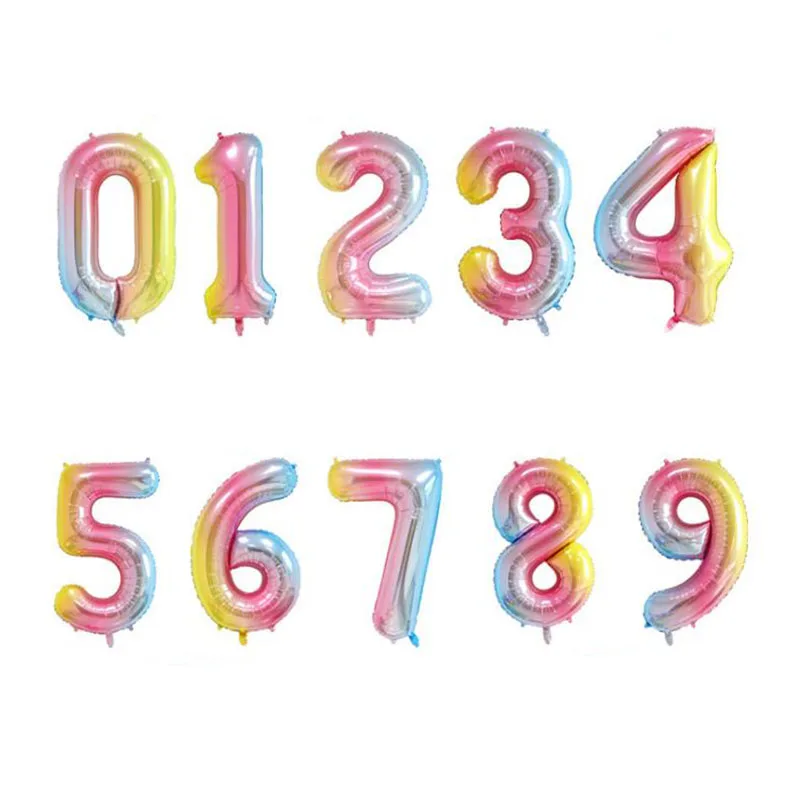 

AVEBIEN 40Inch Digital Aluminum Balloon Wedding Anniversary Baby Shower Gradient Digital Balloon Birthday Party Decorations Kids