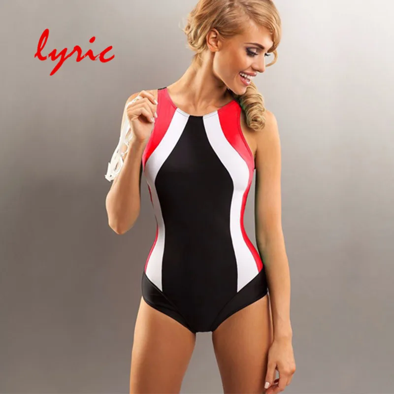 

lyric Sports Bodysuit Patchwork Professional Swim Wear 2019 Women's Swimming Suit Athlete Swimsuit