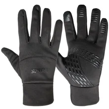 Спортивные Флисовые эластичные перчатки для мужчин и женщин, зимние, для бега, полный палец, сенсорный экран, водонепроницаемые, Нескользящие, для катания на лыжах
