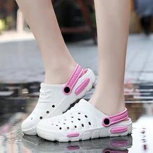 Новинка; садовая обувь унисекс; Мужская водонепроницаемая обувь; быстросохнущие летние пляжные тапки; открытые сандалии с дырками; спортивные женские шлепанцы EVA