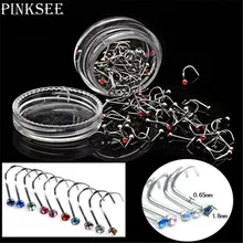 PINKSEE 10 шт. цвета Стразы шпильки для носа винтовое кольцо Bone Bar пирсинг ювелирные изделия драгоценный камень и коробка