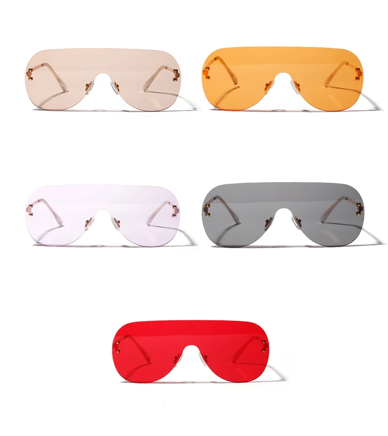 Peekaboo, цельные солнцезащитные очки для женщин, прозрачный цвет,, летняя мода, без оправы, солнцезащитные очки для мужчин, негабаритный металл, uv400, красный, оранжевый