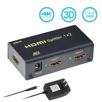 

SGEYR HDMI Splitter 1.4v 1 Input 2 Output,2 port HDMI Splitter 1X2 Amplifier Powered Signal Distributor with 2160P 3D HDCP