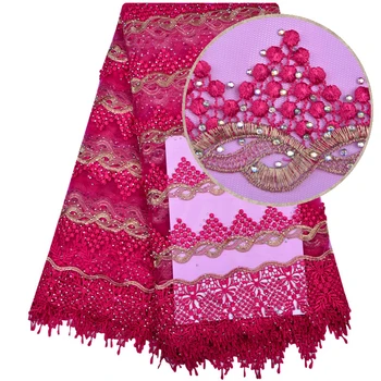 

Factory Price French Lace Fabric 2018 High Quality Lace Net African Lace Fabric With Plenty Stones Lace Fabrics For Wedding 1160