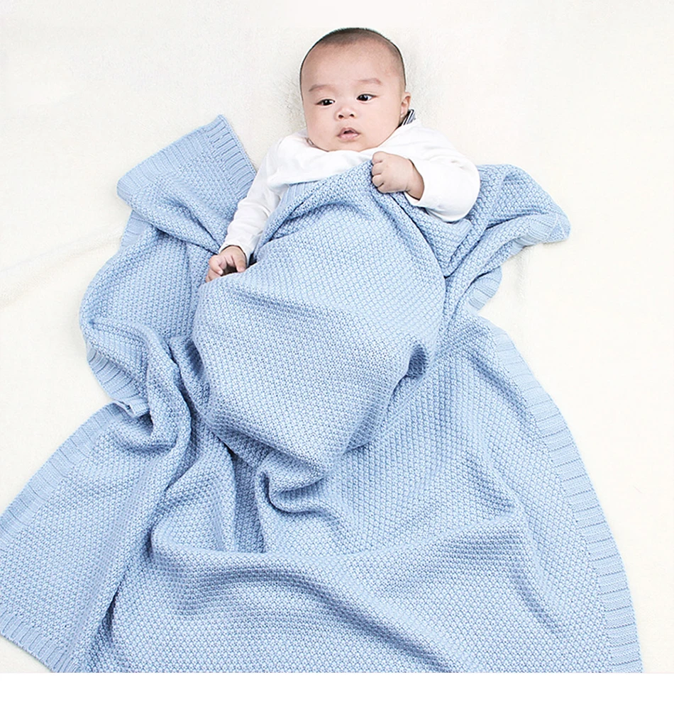 Одеяло для новорожденного трикотажный хлопок для младенцев Вязание крючком пеленки-одеяла обертывание мягкой стрейч кроватки спальный
