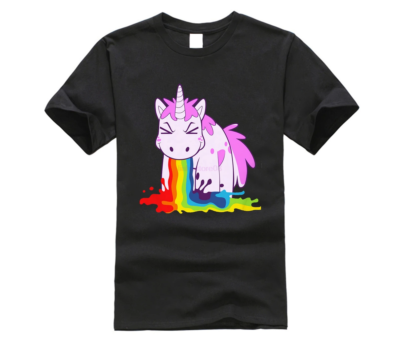 

2019 Summer Funny Unicorn Vomiting printing T-Shirt For Men O-neck short Sleeve Modal Cartoon Tops Tee la6282019 fashionable Bra