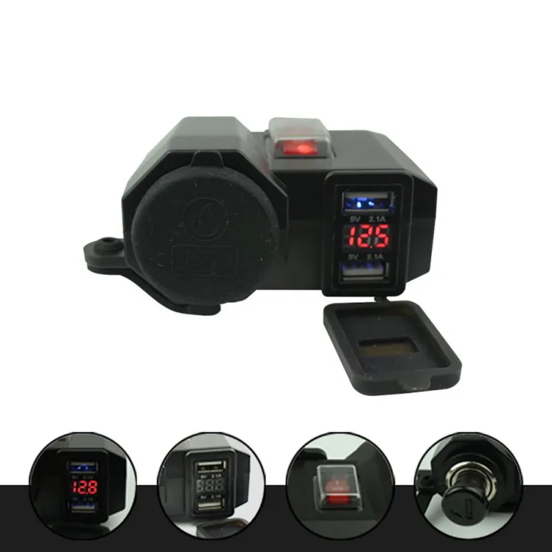 دراجة نارية ولاعة السجائر 12 v العالمي للدراجات النارية USB للهاتف المحمول شاحن شاحن سيارة تعديل مع التبديل للماء