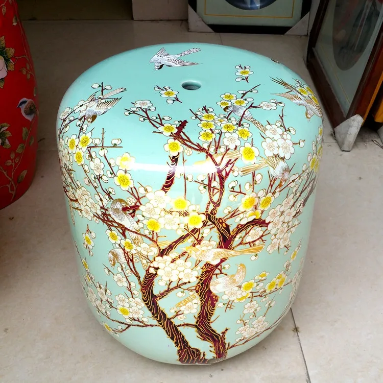 Indoor ceramic Antique drum porcelain garden stool Glazed hand painted