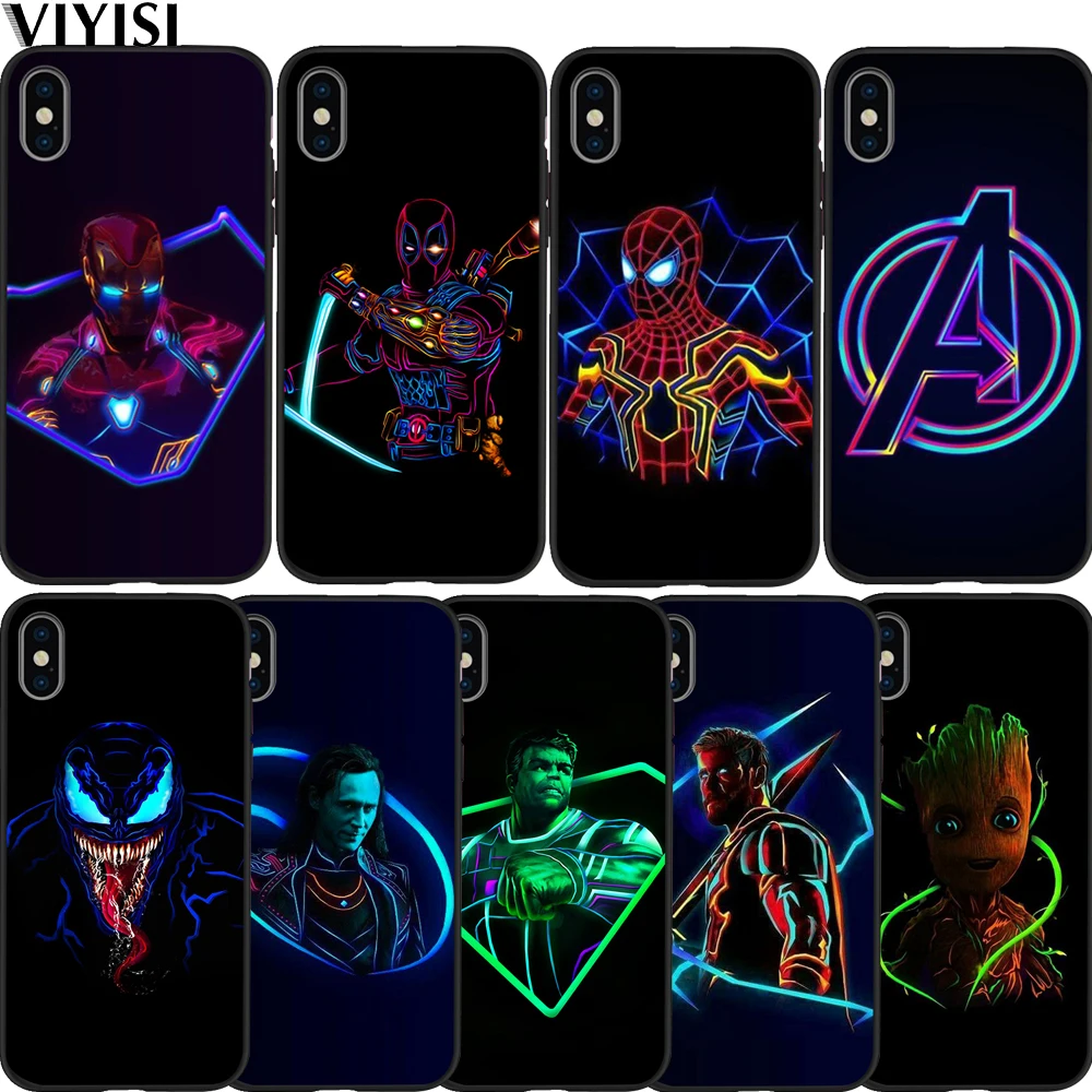 

Marvel Avengers Heroes Deadpool Spider-Man Phone Case For Apple iPhone X Case 7 8 6 6S Plus 5 5S SE XS MAX XR Etui Coque Fundas