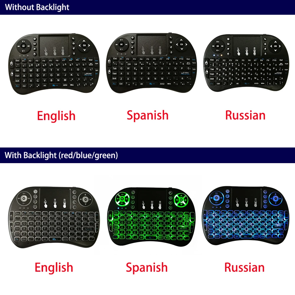 2pcs-a-lot-Remote-Control-i8-Wireless-keyboard-Air-Mouse-Touchpad-backlight-English-Spanish-Russian-Optional