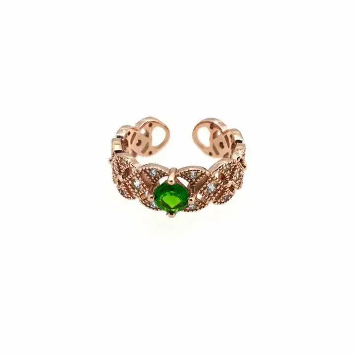 

shilovem 925 sterling silver Natural diopside Rings fine Jewelry Customizable women trendy wedding open wholesale yhj0505026agt