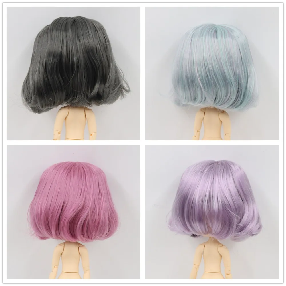

1/6 bjd blyth doll icy doll wig only, rbl scalp and dome, short wavy hair white natural tan dark super black skin