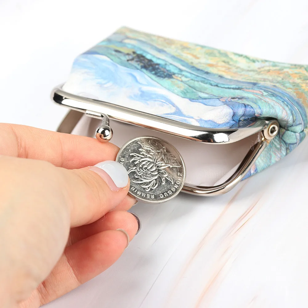 1Pcs Famous Van Gogh Oil Printing Small Wallet For Women Landscape Flower Pattern Mini Hasp Coin Purses Money Card Handbags