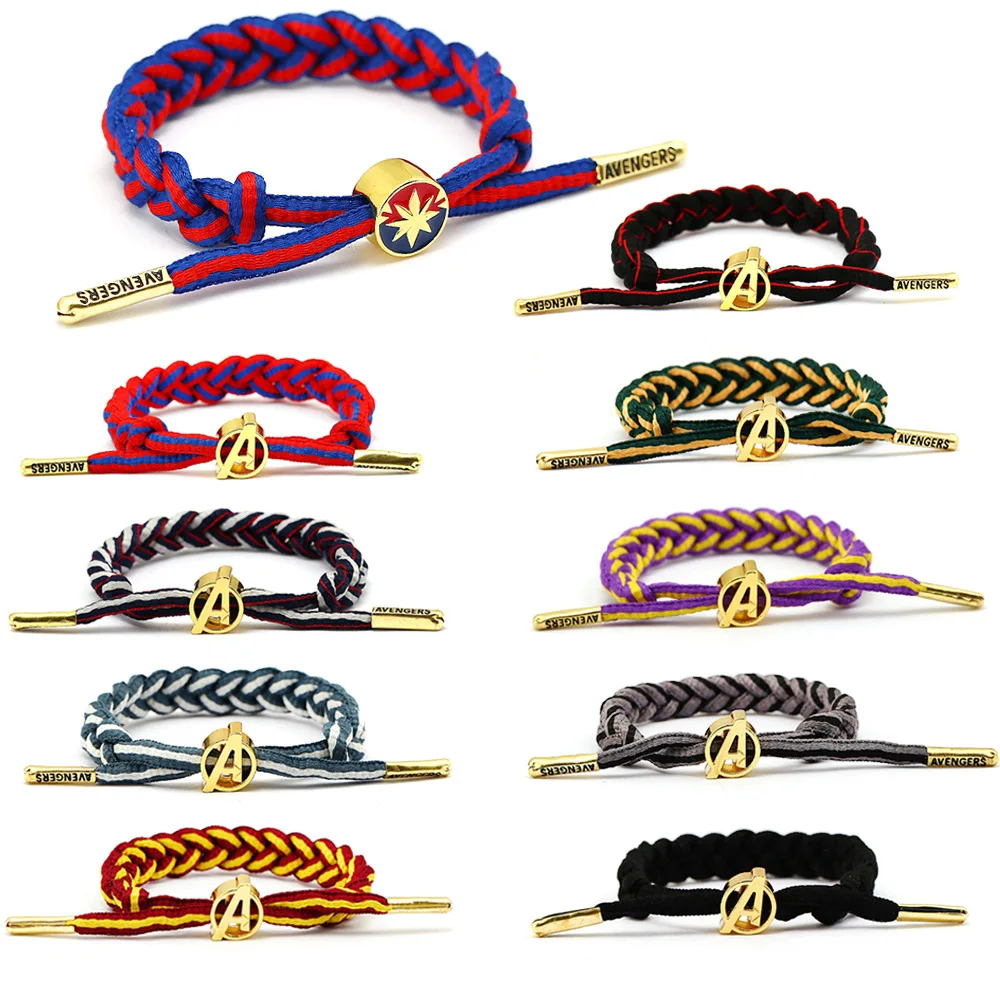 

Marvel The Avengers Charm Braided Leather Bracelet Iron Man Captain America Spiderman Woven Bracelets & Bangles for Women Men