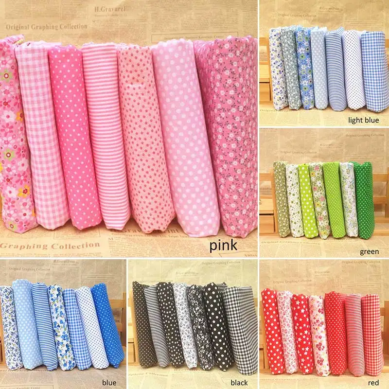 

Cloth Material Sewing Patchwork Mixed Style Vintage Floral Print 7Pcs 25*25CM Handmade Cotton Fabric