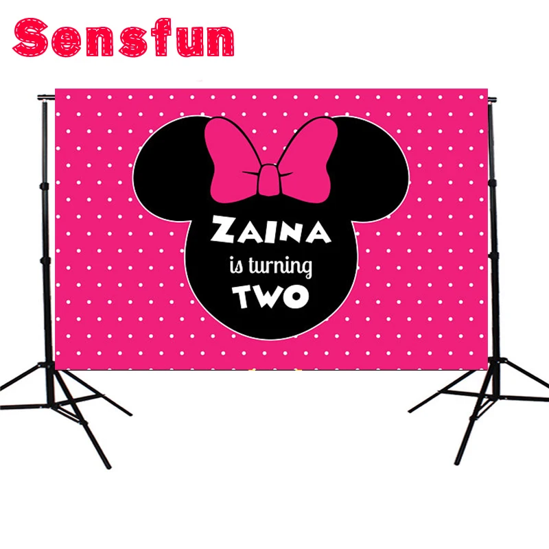 

Sensfun 7x5FT Minnie Mouse Polka Dots Custom Photo Studio Background Baby Newborn Backdrop Vinyl 220cm x 150cm