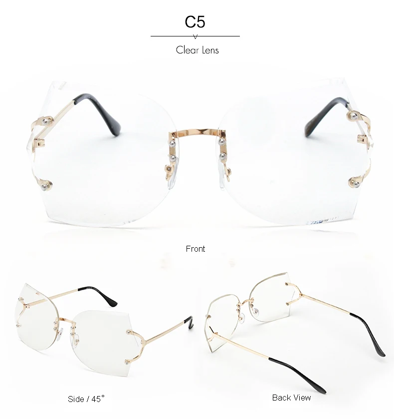 New Arrival Girl Unique Rimless Sunglasses Women Retro Ombre Lens