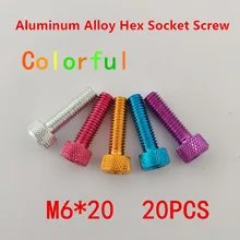 Parafusos de liga de alumínio j912 m6x20mm, parafusos de tampa hexagonal de alumínio anodizado 5, 20 peças cores