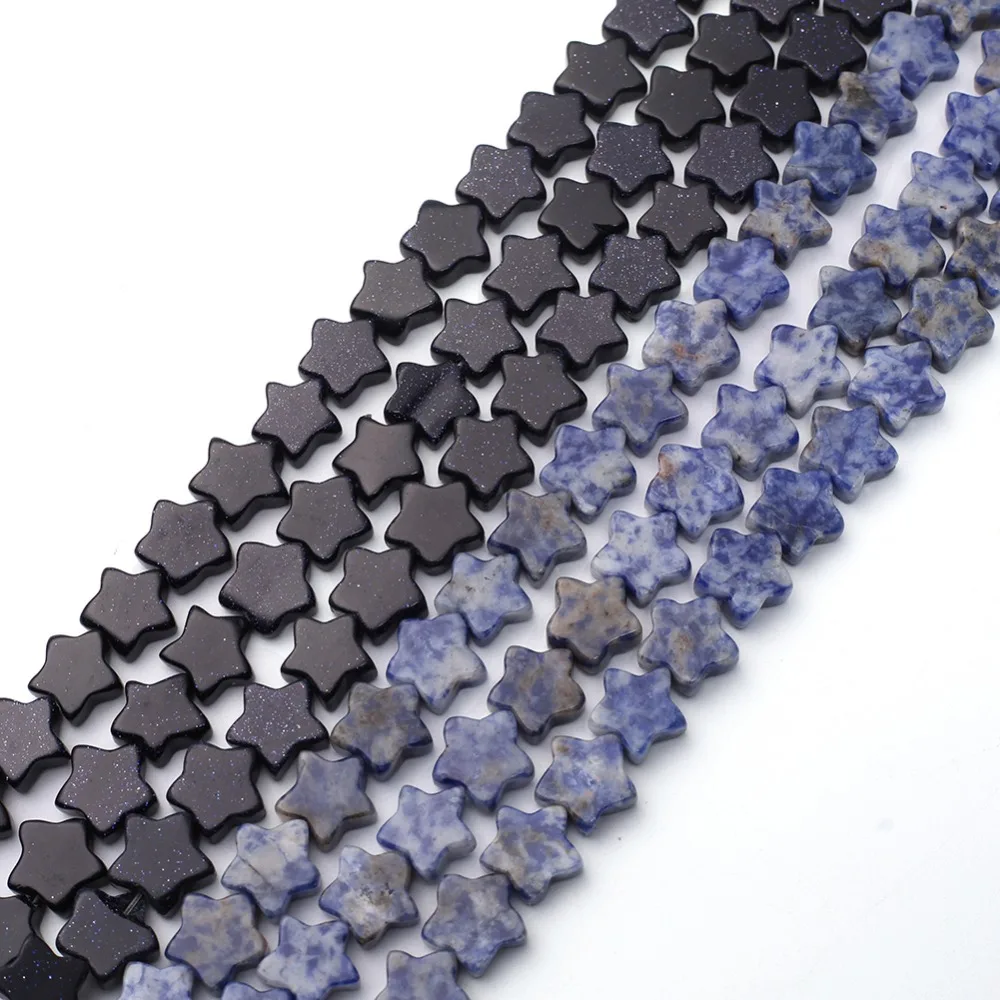 

120pcs/lot Natural Onyx Blue Sandstone Bulk Stone Beads Stars Green Aventurine Loose Beads for DIY Bracelets Jewelry Making Free