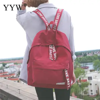 

Red Nylon Backpack Female Hot Pink Backpacks for Women and Adolescent Girls 2018 New Green Travel School Bag