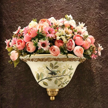 

Home Creative Resin Floral Wall Decoration European Wall Mount Pendant Flower Pot Ornaments American Wall Decorations