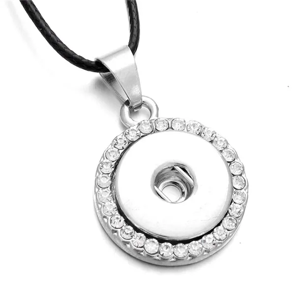 Горячая оснастки кулон ожерелье круглая подвеска со стразами серебряный цвет fit 18 мм заклепки для оснастки ювелирные изделия