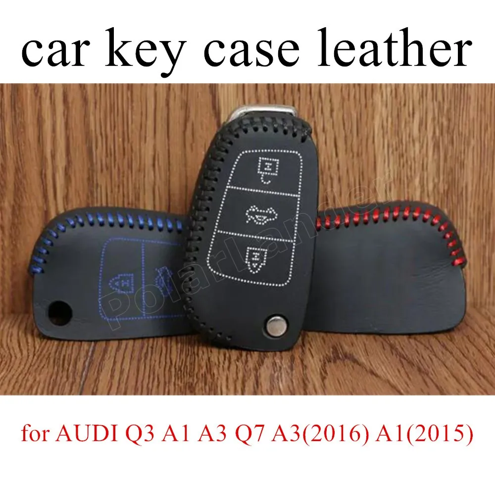 

Only Red Case fit for AUDI Q3/A1/A3/Q7/A3(2016)/A1(2015)/A3(2015)/S3(2014) car key case Hand sewing cover DIY Genuine leather