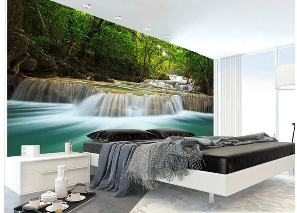 

3d wallpaper photo wall murals wallpaper Forest waterfall landscape backdrop wall 3d wallpaper painting wallpaper