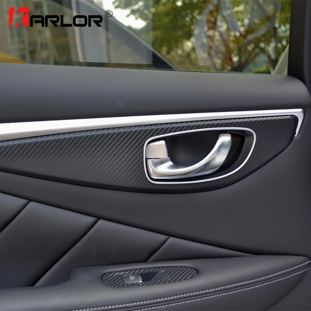 

Auto Window Switch Panel Door Handle Trim Carbon Fiber Film Car-styling Sticker And Decal For Infiniti Q50 Q50L Accessories