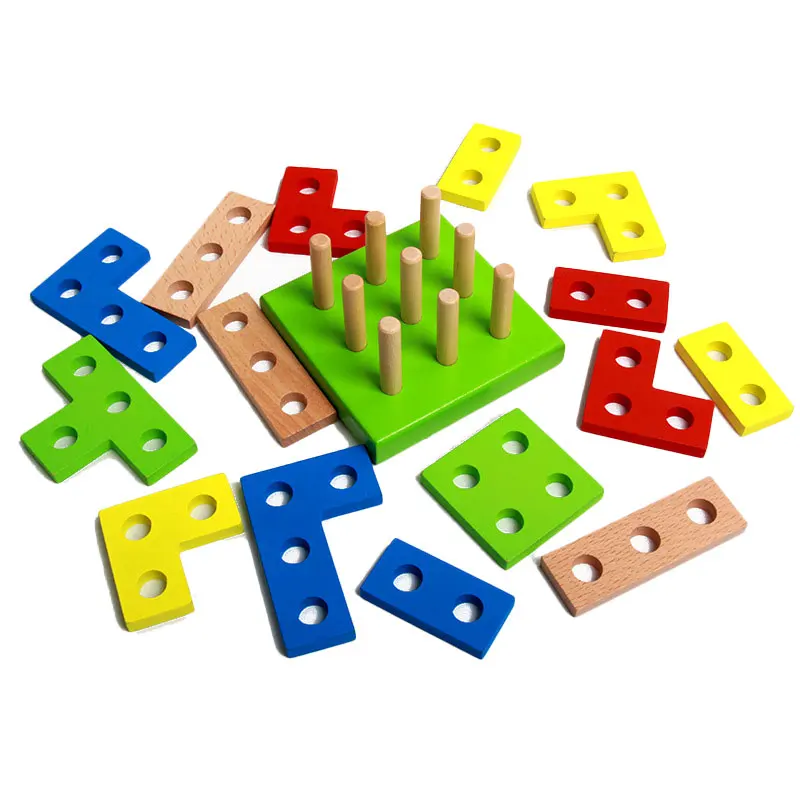 

Brain Development Toys Montessori Match Toy Geometric Sorting Board Wooden Blocks Kids Educational Toys Building Blocks MD3044H