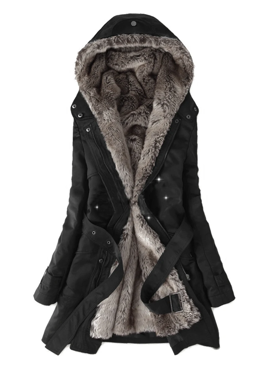 Женская зимняя куртка повседневное женское базовое пальто на пуговицах теплая меховая куртка с длинным рукавом Женская парка плюшевое Пальто Повседневная Верхняя одежда