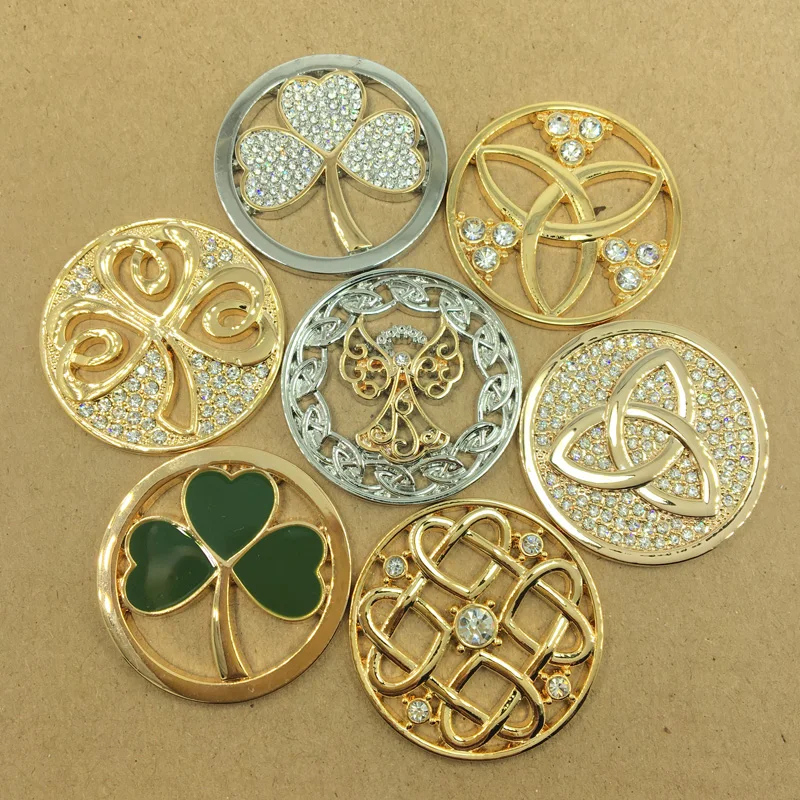 

7pcs 33mm Gold Coin Charms DIY Coin Floating Coin Pendant Fit in 35mm Frame Hollow Locket Necklace-G1-7