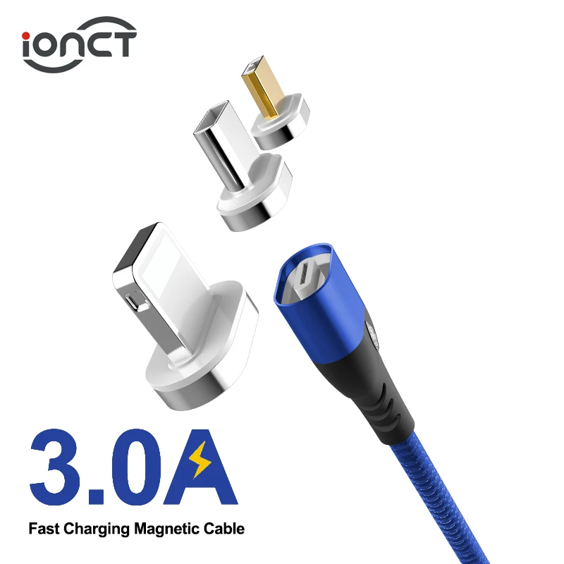 

iONCT Magnetic Cable 3A fast charging for iPhone Samsung Android usb c mobile phone Magnet charger Type C Micro USB Cable data