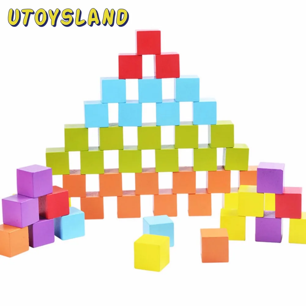 UTOYSLAND 100 pcs Grains Wooden Shaky Tower Building Block Baby Early Development and Education Toy for Children Colorful baby-building-blocks