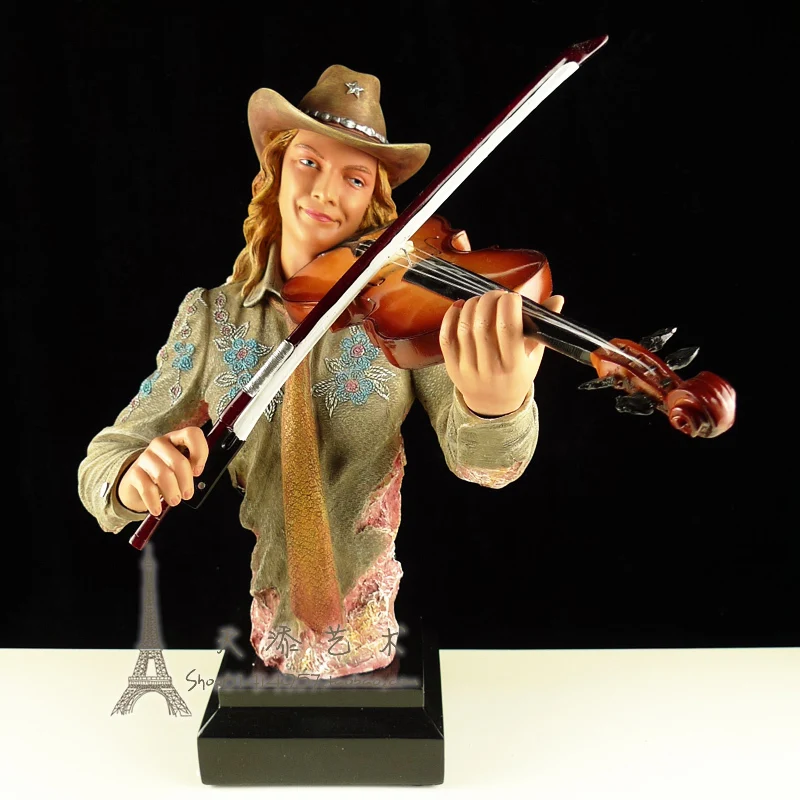 Female Violin Player Figurine Resin Music Jazz Band Violinist Statue