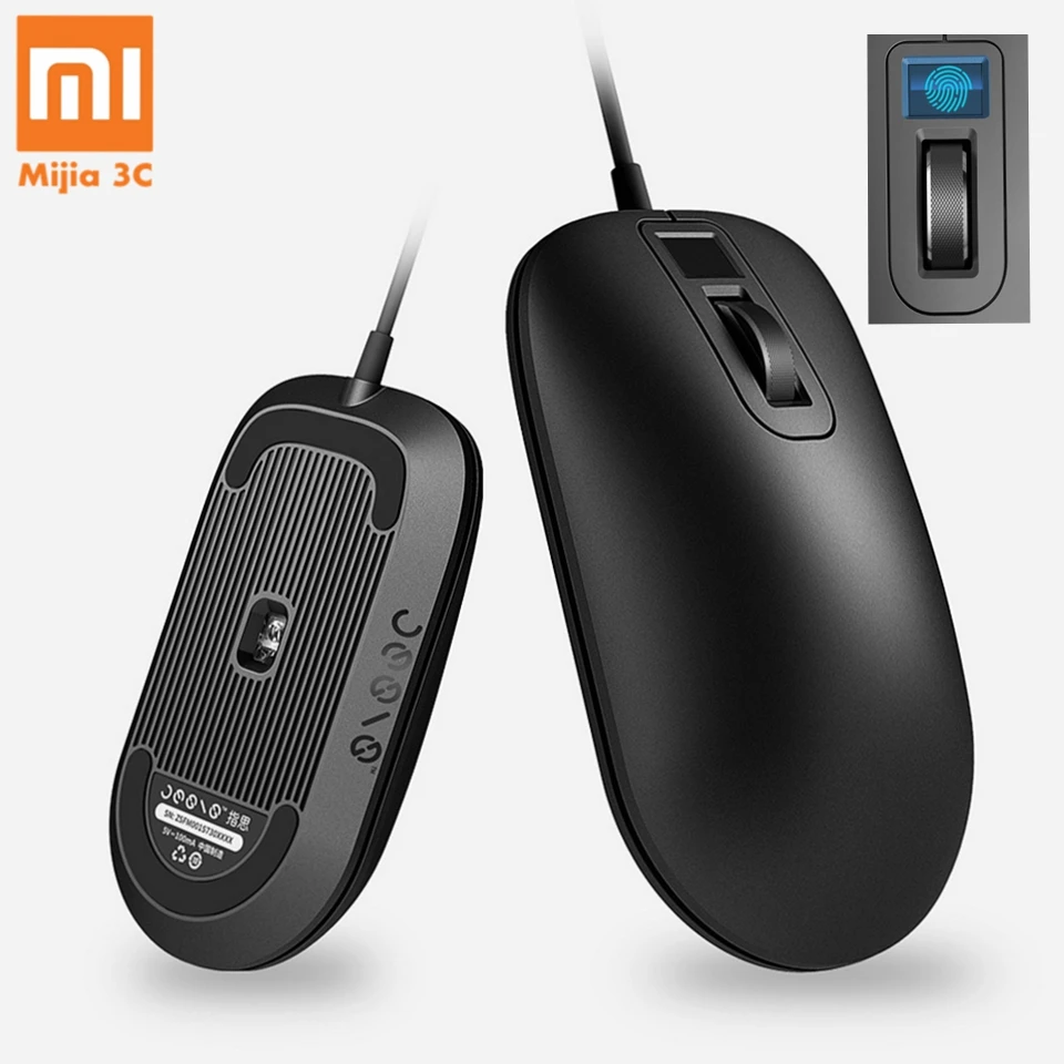 Xiaomi Fingerprint Mouse Identification USB Interface Laptop Desktop Computer Game Office Wired Smart Gaming Mouse for Windows10