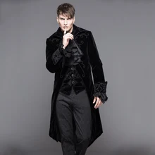 2020 Devil Fashion Gothic Palace Wind Long Dovetail Jackets For Men Steampunk Autumn Winter Thick Coats Casual Parka Overcoats