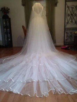 

3-layer ribbon bridal veil white ivory black 3M cathedral wedding veil bride accessories and comb