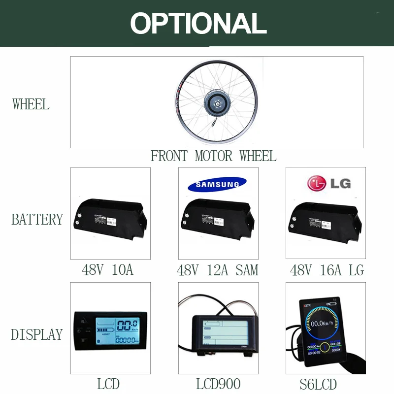 48V 500W E комплект для велосипеда SAMSUNG 48V 12A/LG 48V 16A литиевая батарея комплект для преобразования электрического велосипеда lcd контроллер Аксессуары для электровелосипедов